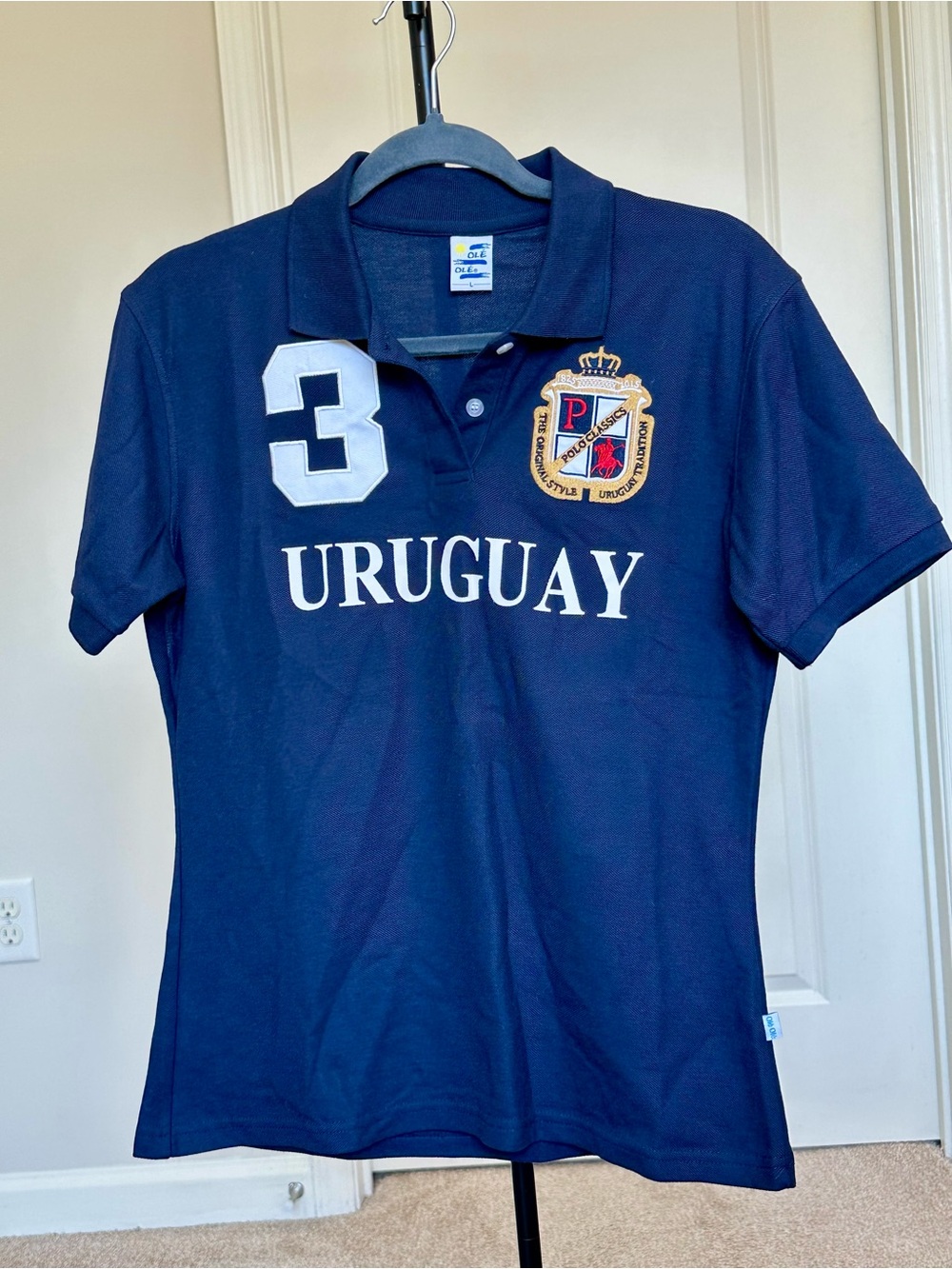Uruguay Navy Polo Shirt with Crest